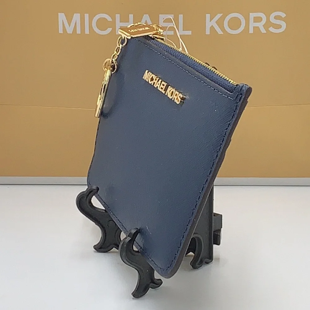 MICHAEL KORS SMALL TOP ZIP COINPOUCH WITH ID CARD NAVY COLOR